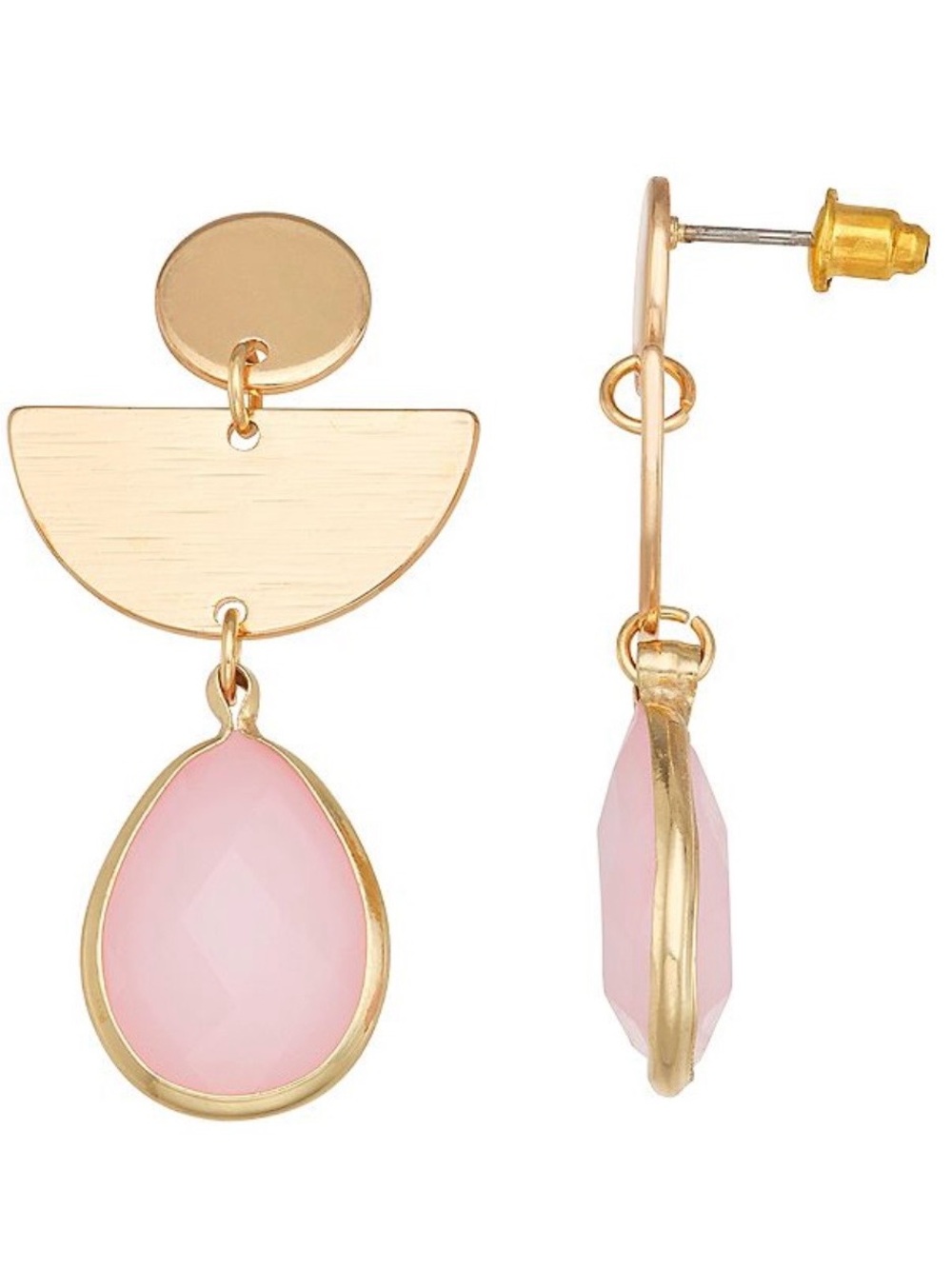Emberly Gold Tone Geometric Post Drop Earrings (NWT)